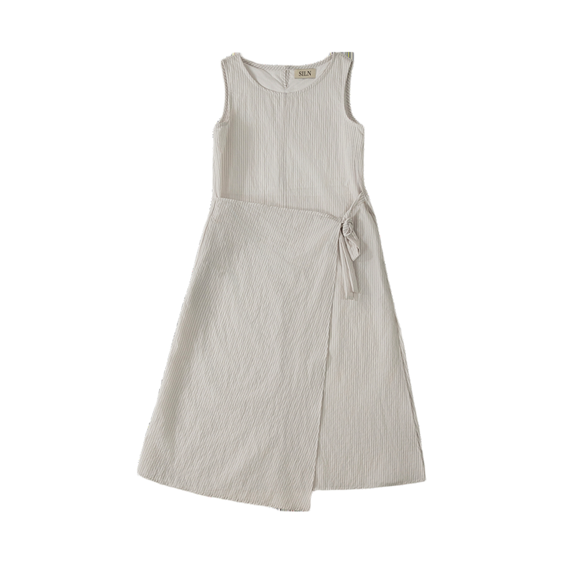 실른 헤리티지 시어 스트라이프 랩 원피스 아이보리(SLIN Heritage Sheer Stripe Wrap Dress Ivory)