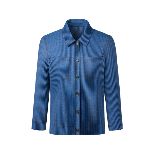 MJA1GBL Monplisse Unisex Denim Pleats Roll Up Cuffs Jacket Blue
