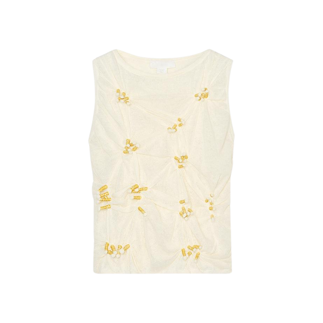 (W) 자라 x 린팡루 콘트라스트 노트 리넨 블렌드 탑 오이스터 화이트((W) Zara x Fanglu Lin Linen Blend Top with Contrast with Knots Oyster White) - 1