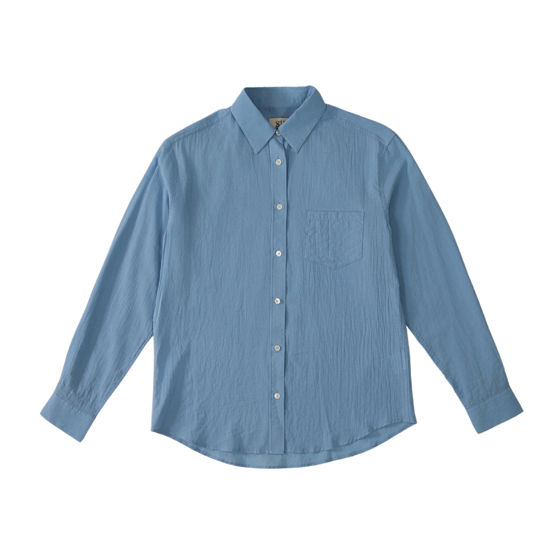 SN25SH07 SLIN Voile Sheer Cotton Classic Shirts Blue