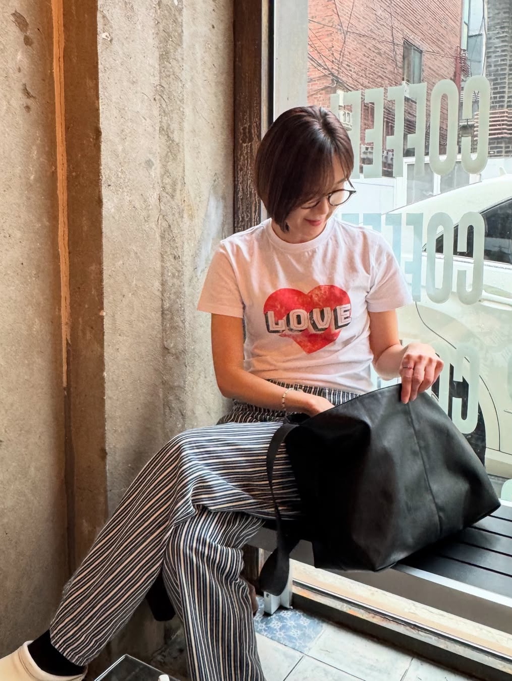 The Saturday Evening Post Vintage Heart T-Shirt_White 착용 스타일 - 1