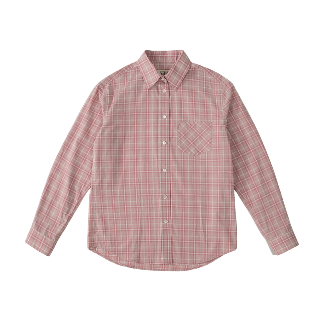 실린 리파인드 시어 코튼 플레이드 셔츠 핑크(SLIN Refined Sheer Cotton Plaid Shirts Pink)
