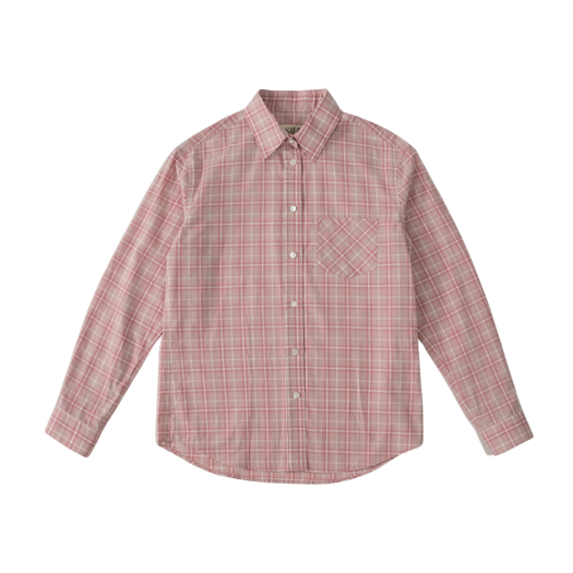 SN25SH02 SLIN Refined Sheer Cotton Plaid Shirts Pink
