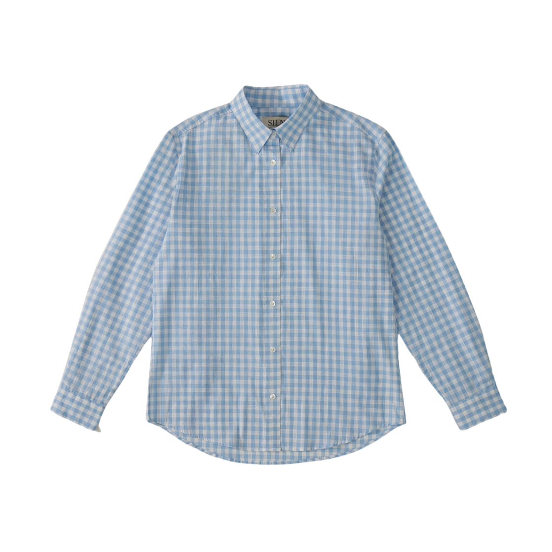 실른 시어 코튼 깅엄 체크 클래식 셔츠 블루(SLIN Sheer Cotton Gingham Breeze Classic Shirts Blue)