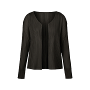 Monplisse Women Bolero Pleats Short Cardigan Black