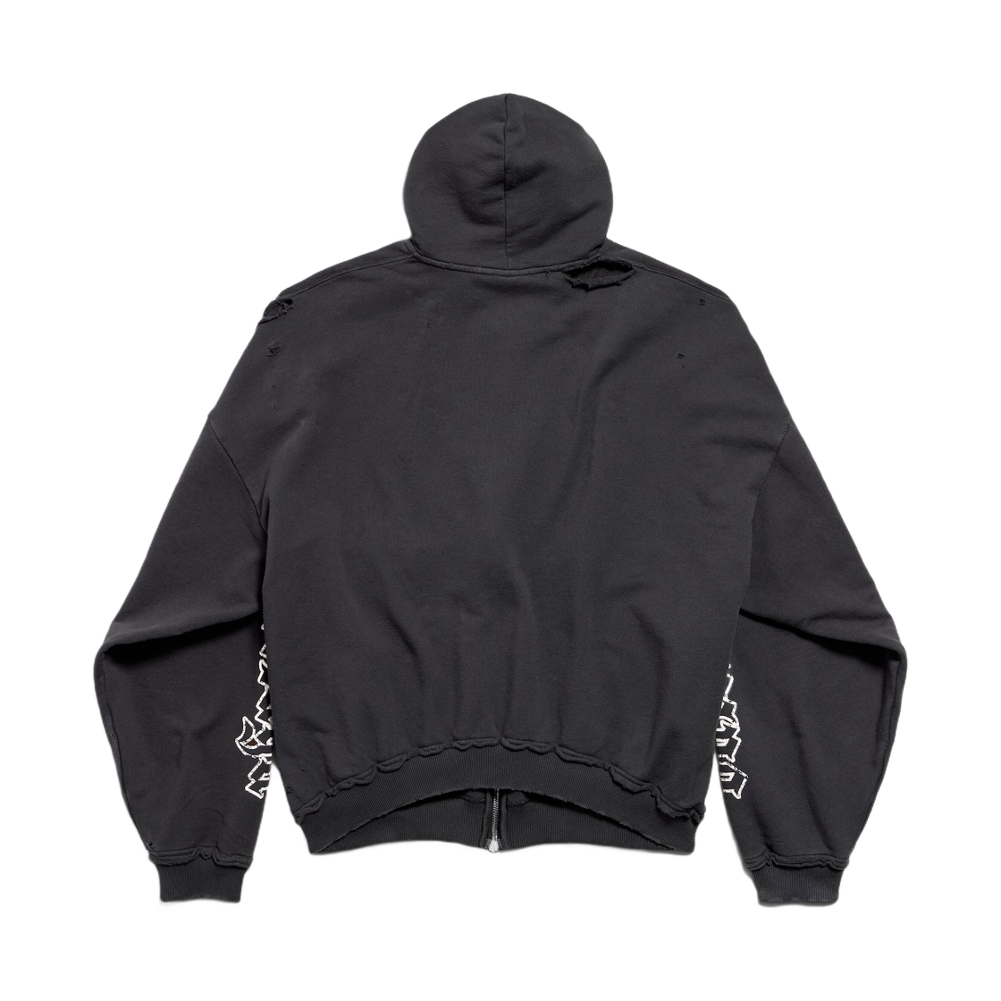 발렌시아가 블랙레터 스크립트 풀드 집업 후드 라지 핏 블랙 페이디드(Balenciaga Blackletter Script Pulled Zip-Up Hoodie Large Fit Black Faded) - 2