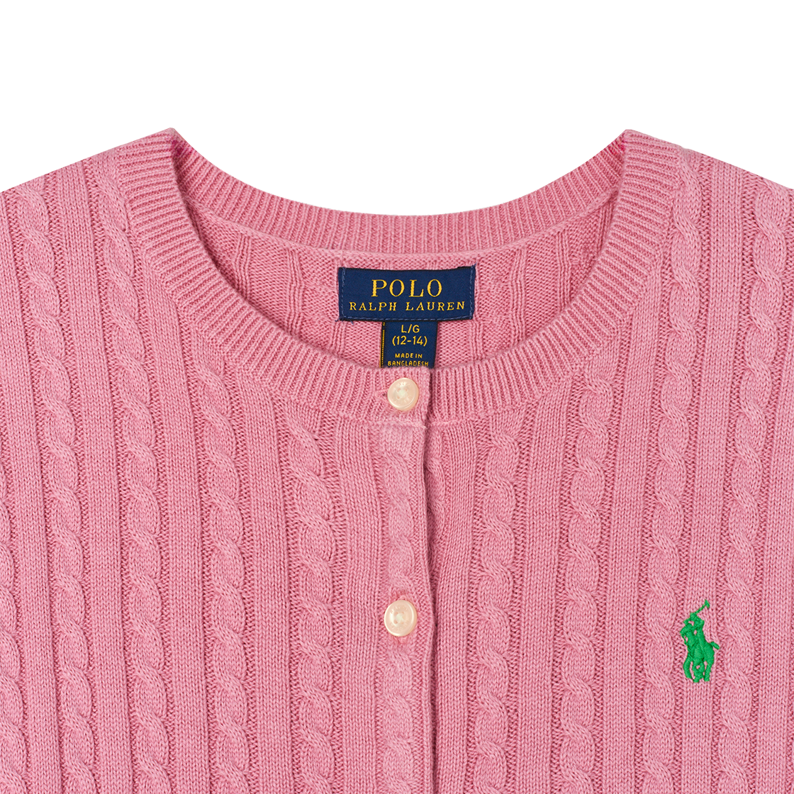 KW5CKNCRL59PK [30% 적립] Polo Ralph Lauren Children Mini Cable Cotton Cardigan Laguna Pink Tiller Green - 25FW - #3