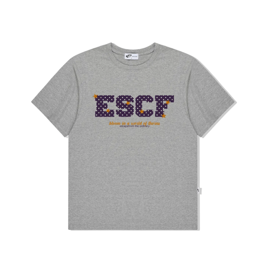 E251OTS191GR ESCAPEFROM Dot Star Bloom Print Overfit Short Sleeve T-shirt Gray