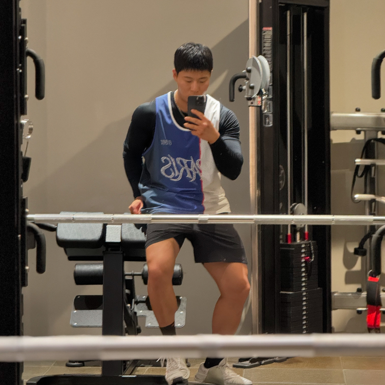 UVU Training Shorts Black, UVU Paris 25 Racing Vest White Navy 착용 스타일