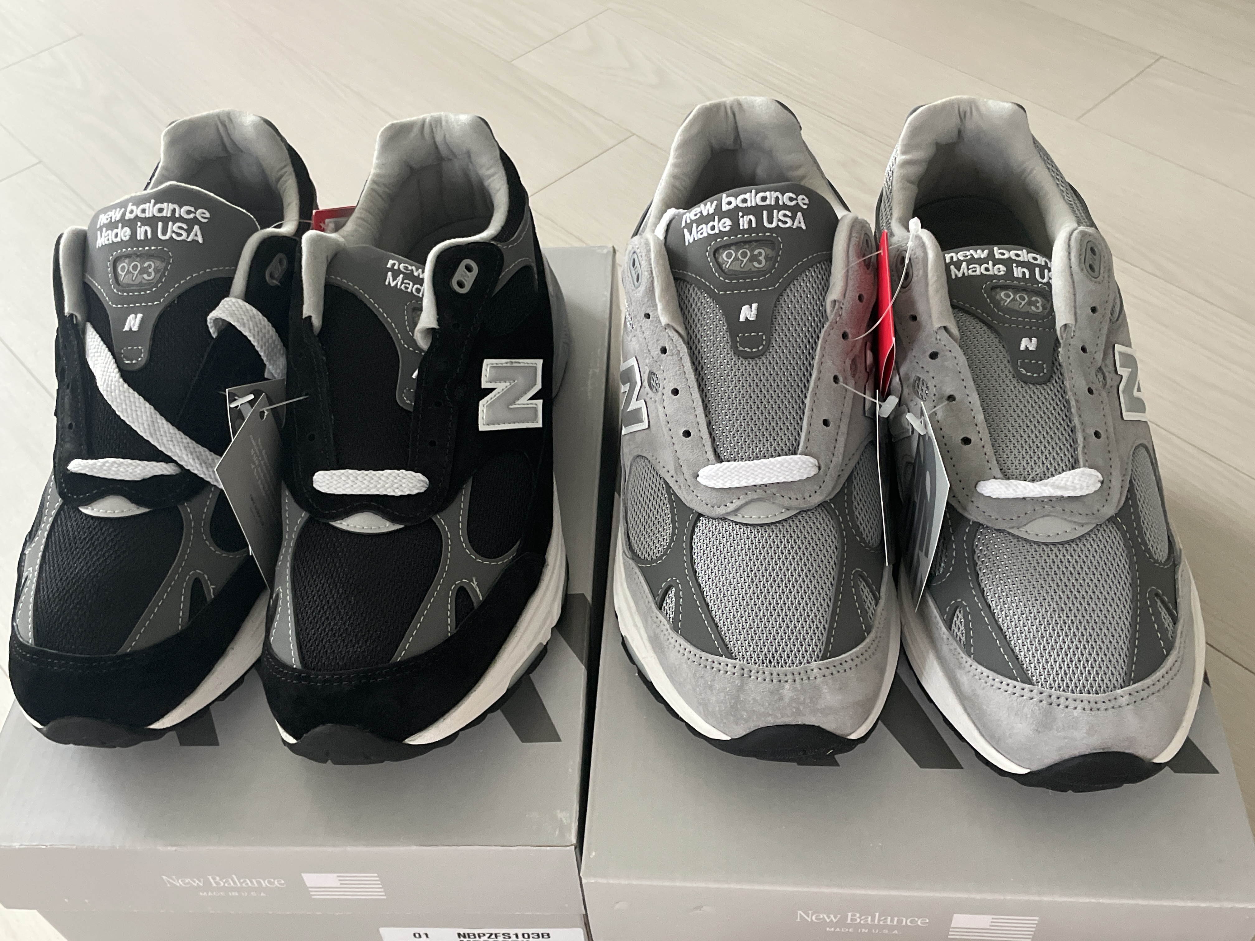 New Balance 993 Made in USA Grey - D Standard, New Balance 993 Made in USA Black - D Standard 착용 스타일