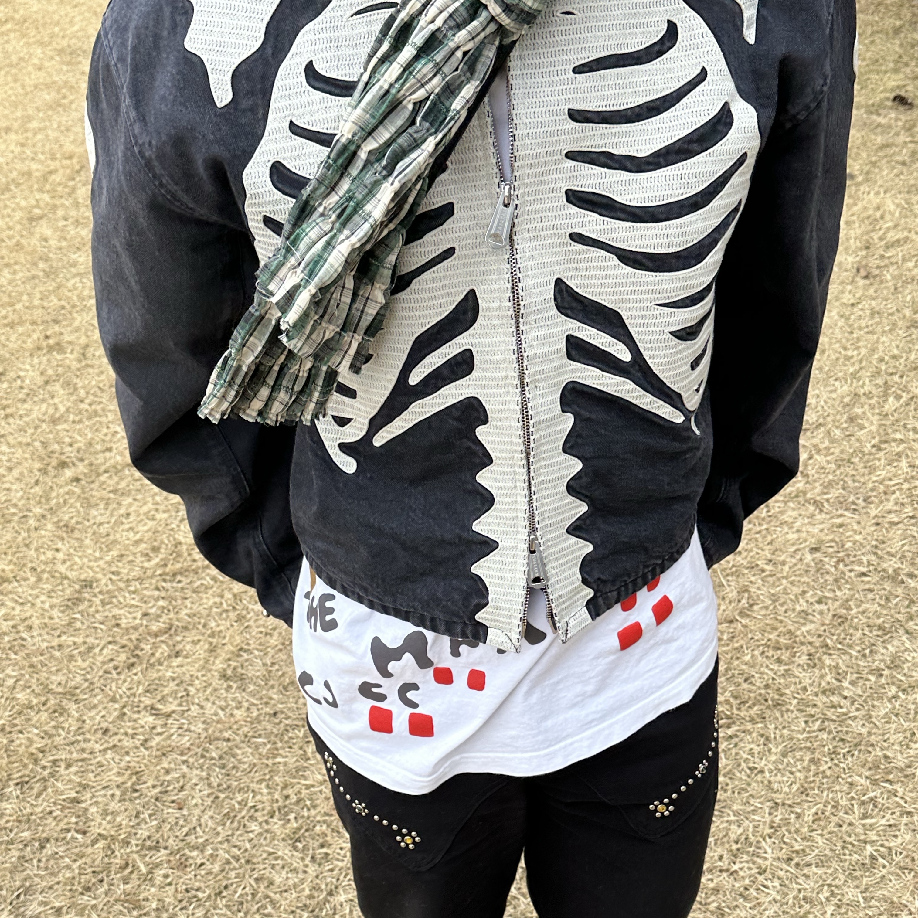 Kapital 14 oz. Black X Black Denim Motocross Bone Jacket Black 착용 스타일