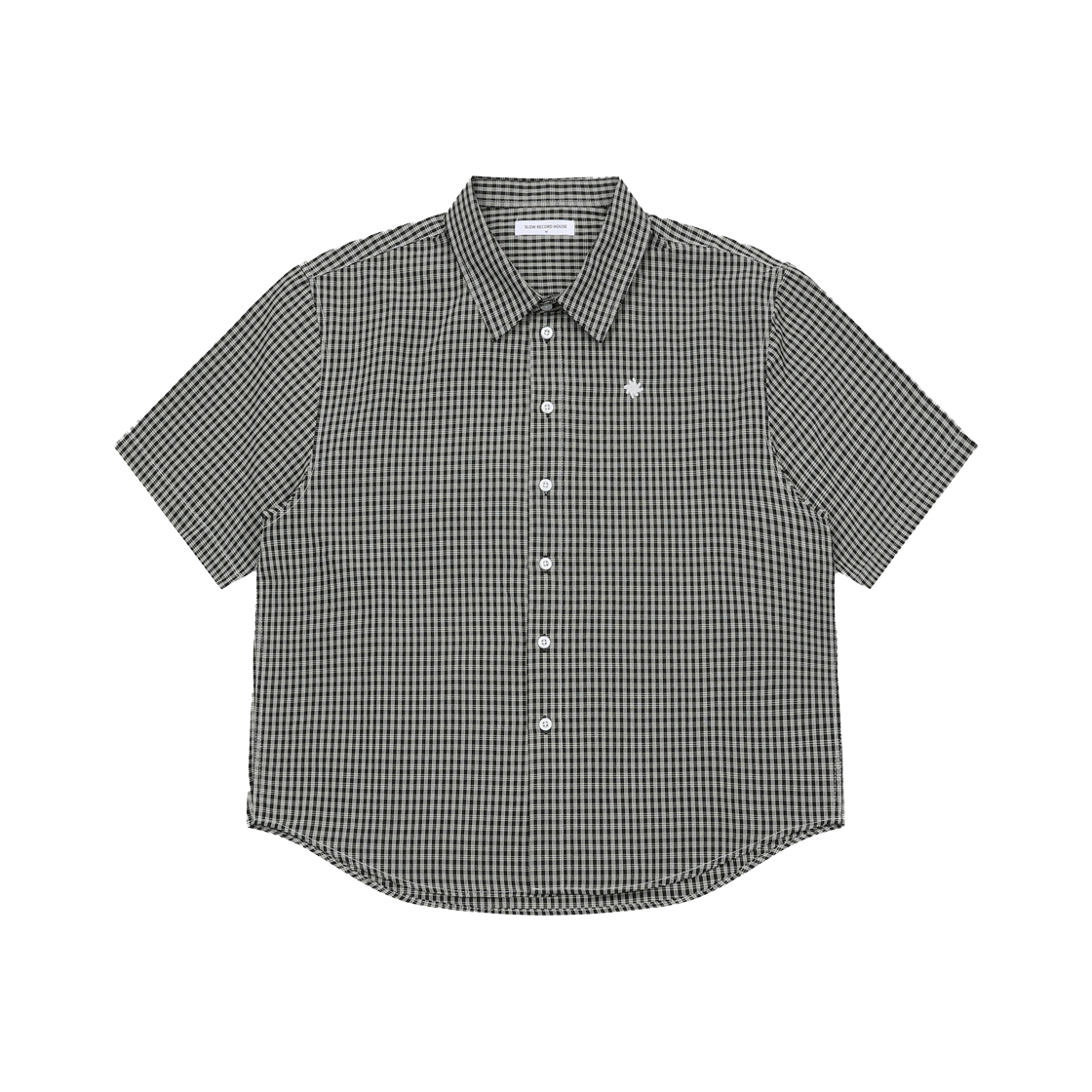 SR25SSSH01BK SLOW RECORD HOUSE Logo Check Short Sleeve Shirt Black