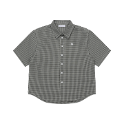 SLOW RECORD HOUSE Logo Check Short Sleeve Shirt Black