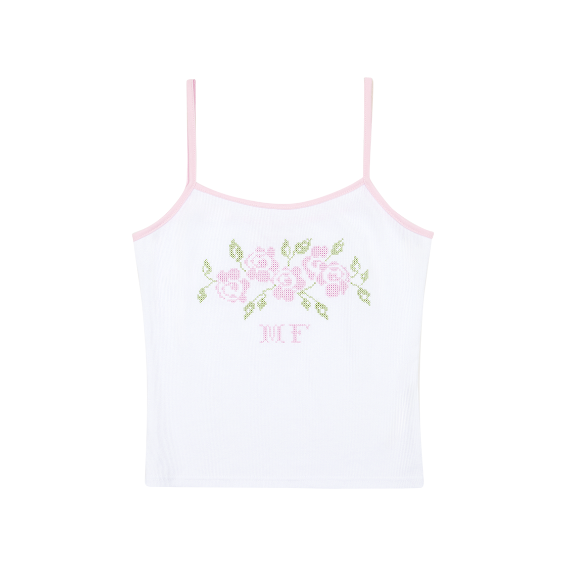MF2536TS005MWHFR Margarin Fingers Rose Embroidery Tank Top White - 대표 이미지 #1