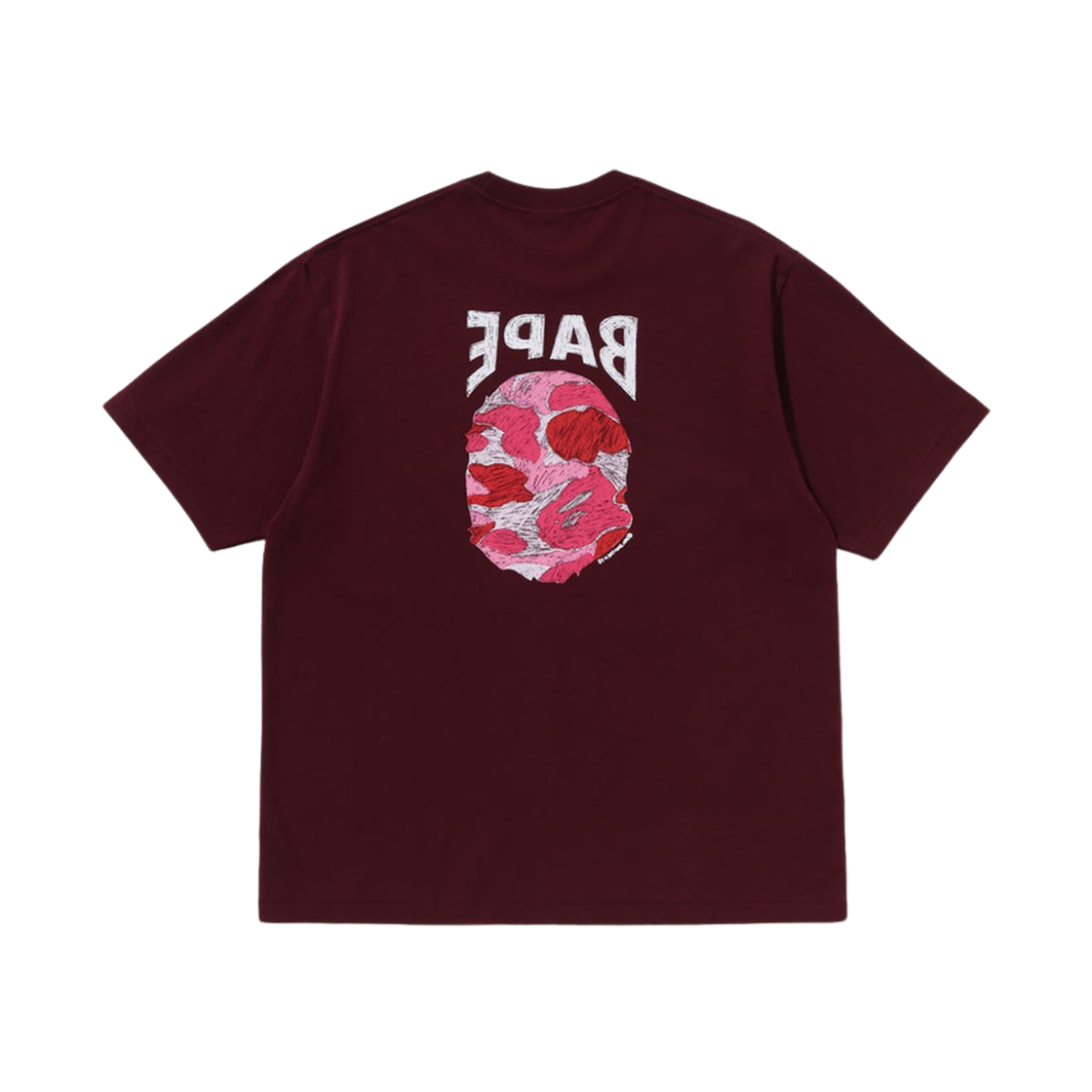 베이프 ABC 카모 핸드 드로우 에이프 헤드 릴렉스드 핏 티셔츠 버건디(BAPE ABC Camo Hand Draw Ape Head Relaxed Fit T-Shirt Burgundy) - 2
