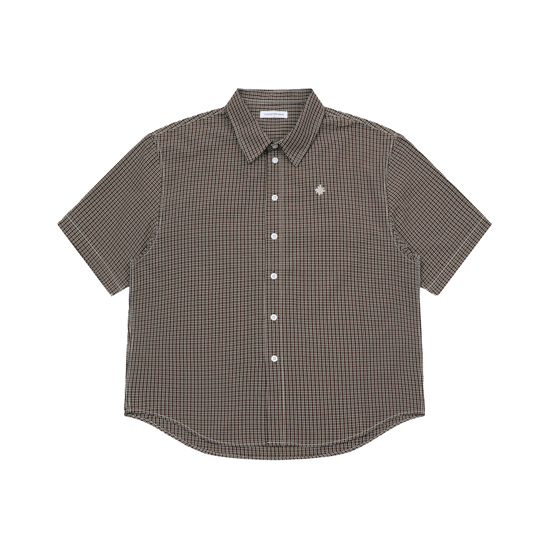 SR25SSSH01BR SLOW RECORD HOUSE Logo Check Short Sleeve Shirt Brown