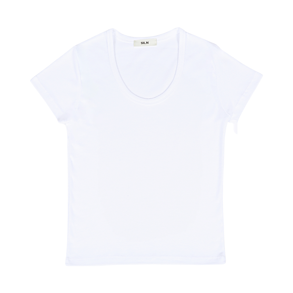 실른 유넥 에센셜 코튼 티셔츠 화이트(SLIN U-Neck Essential Cotton T-Shirts White)