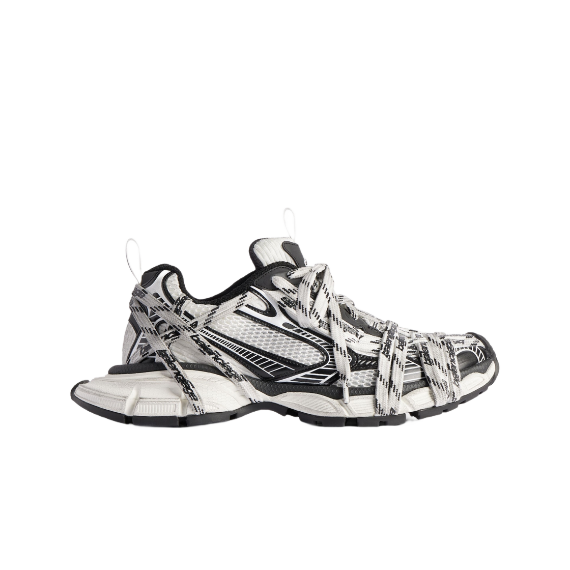발렌시아가 3XL 익스트림 레이스 로고 스니커즈 화이트 블랙((W) Balenciaga 3XL Extreme Laces Logo Sneaker White Black) - 1
