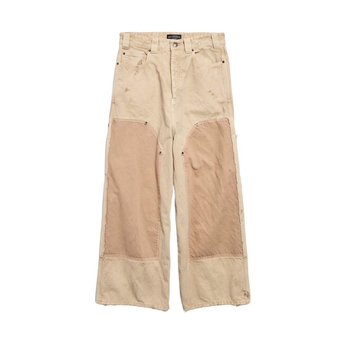 838672TSWB29501 (W) Balenciaga Ripped Off Baggy Pants Beige