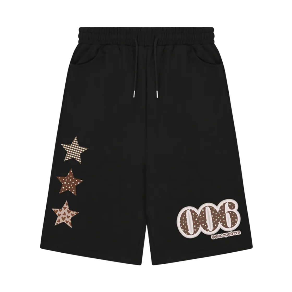 E251BT004BK Escapefrom Three Pattern Star Print Bermuda Sweatpants Black