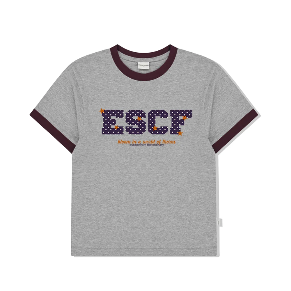 이스케이프프롬 도트 스타 블룸 프린트 링거 반팔티 퍼플(Escapefrom Dot Star Bloom Print Ringer Short Sleeve T-shirt Purple) - 1