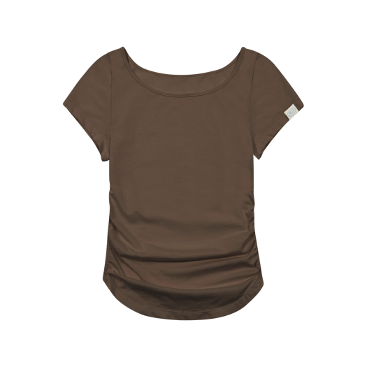 MF2536TS004MBRFR Margarin Fingers Boat Shirring T-Shirt Brown