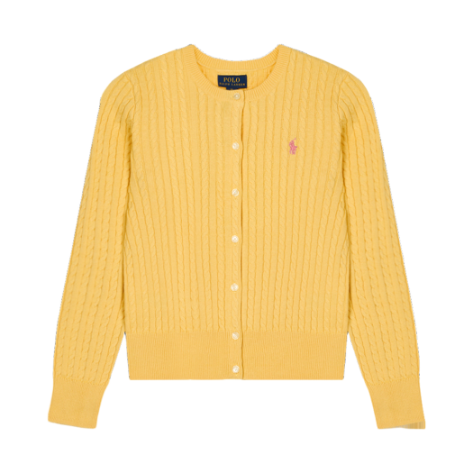 KW5CKNCRL58YL [20% 적립] Polo Ralph Lauren Children Mini Cable Cotton Cardigan Banana Peel Laguna Beach Pink - 25FW