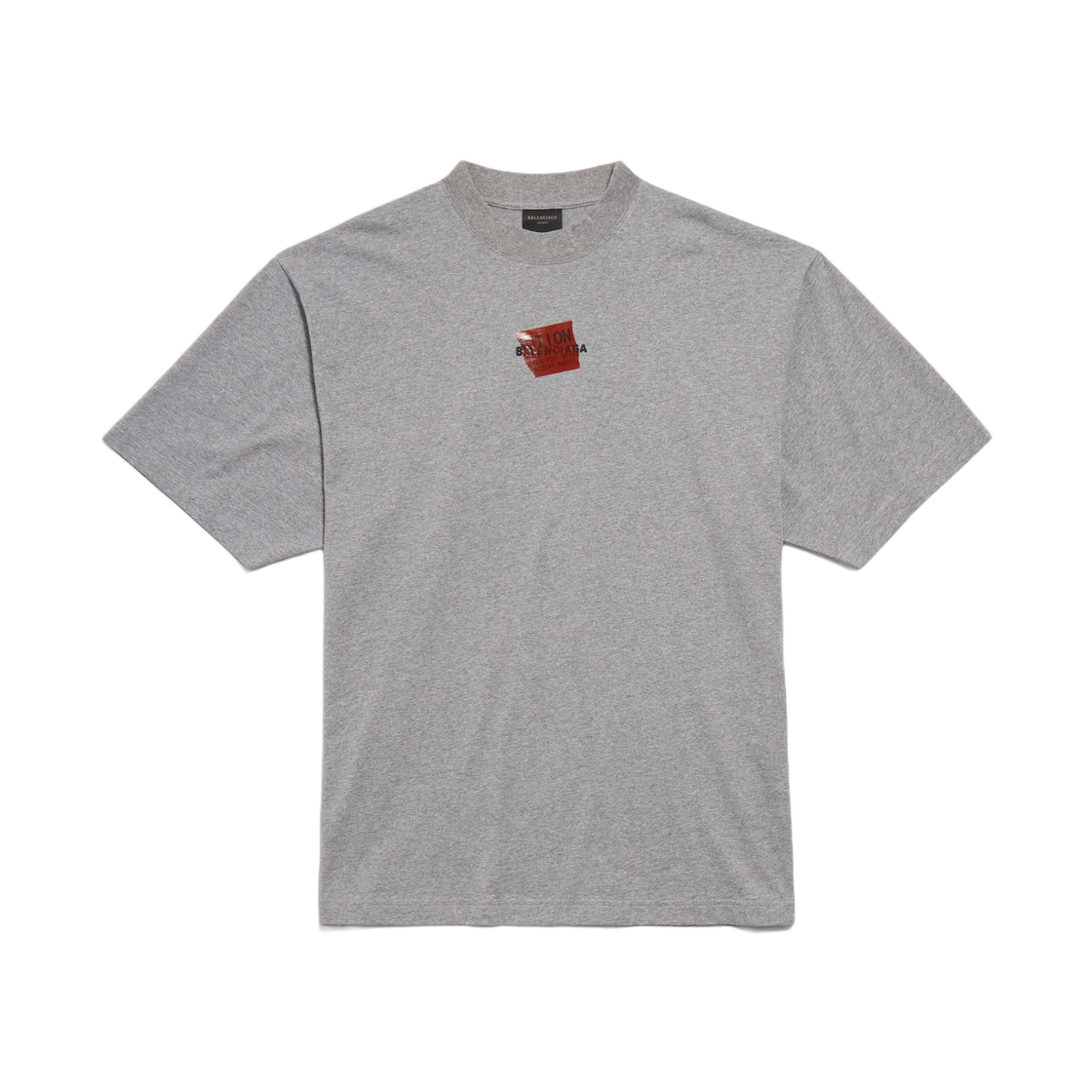 764235TSVG22142 Balenciaga Taped Balenciaga Back T-Shirt Medium Fit Heather Grey Black Red