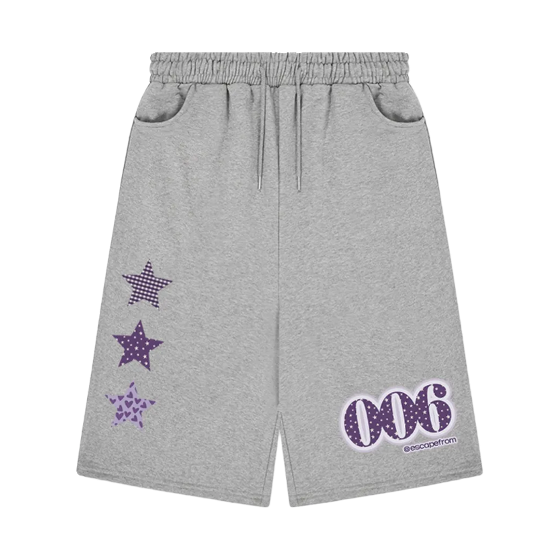 E251BT003GR Escapefrom Three Pattern Star Print Bermuda Sweatpants Grey