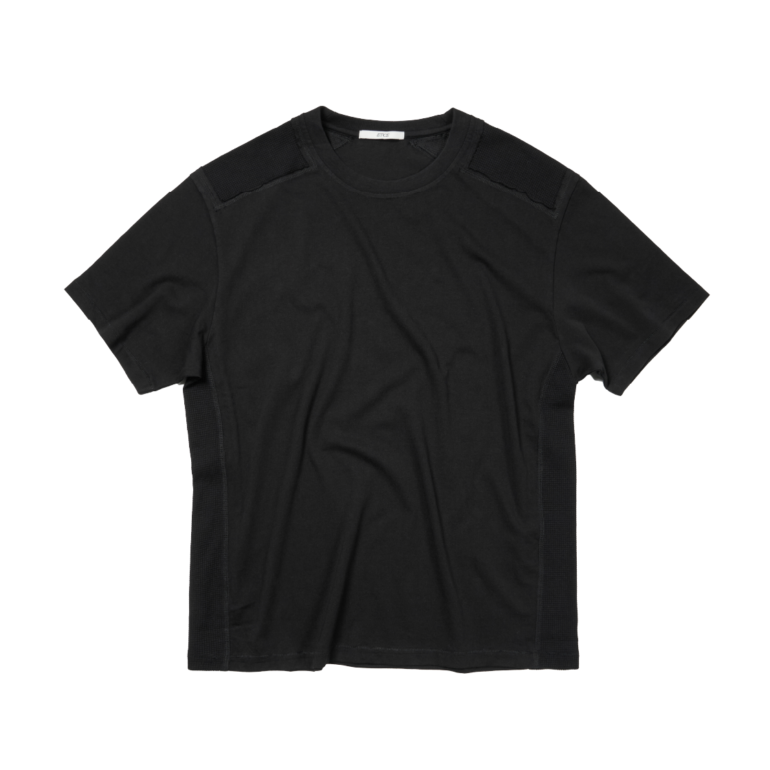 ET2502ST15BK ETCE Mixed Shoulder Panel Tee Black