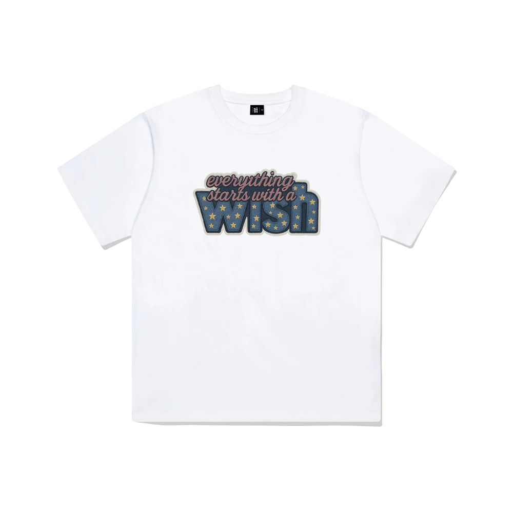 P251OTS051WH pagesiisii Vintage Wish Print Short Sleeve T-Shirt White