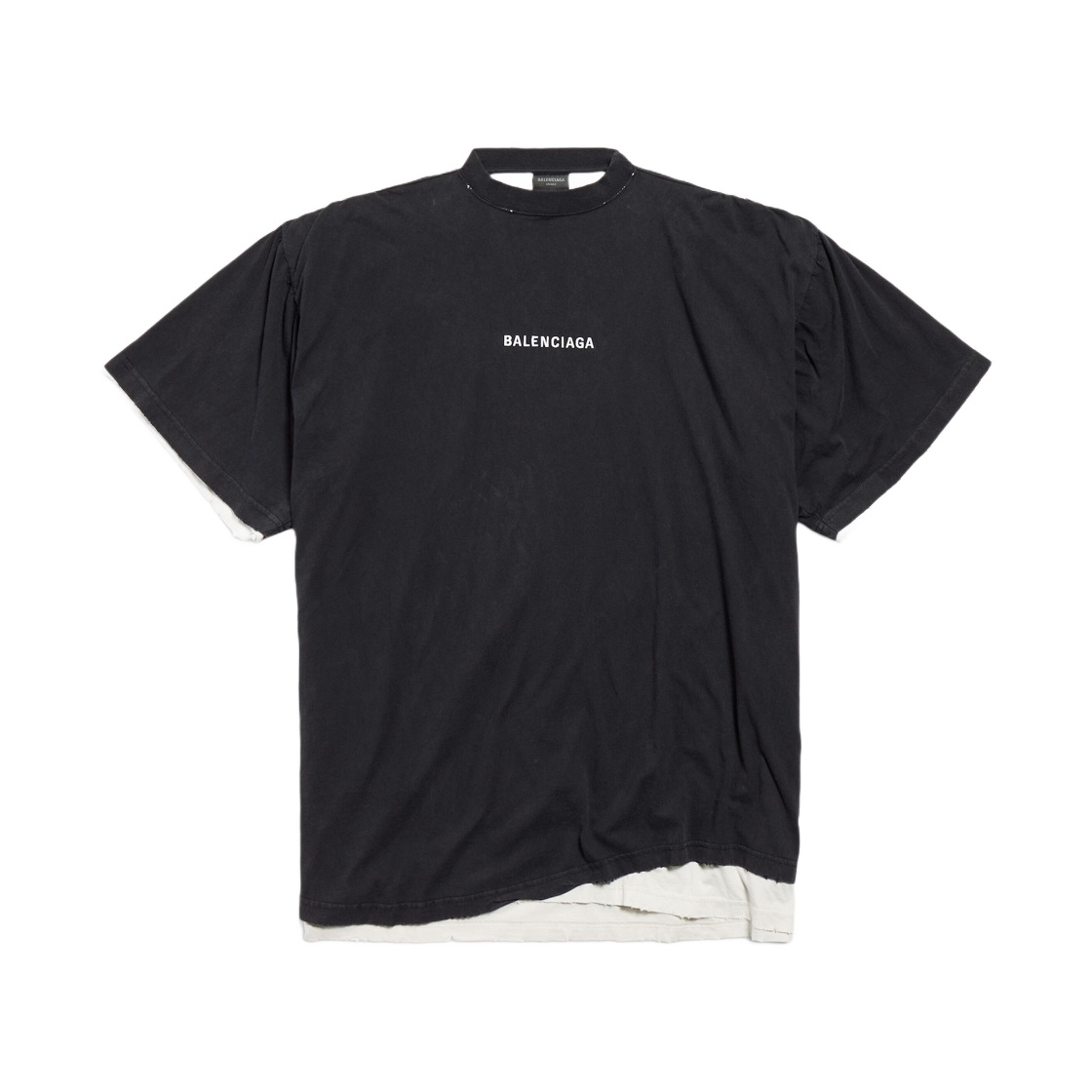 835512TSVO91041 Balenciaga Back Double T-Shirt Black Faded