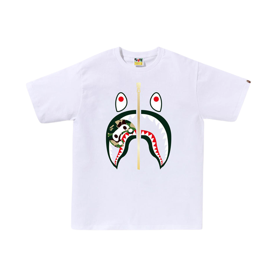 - BAPE ABC Camo Milo Shark T-Shirt White Green