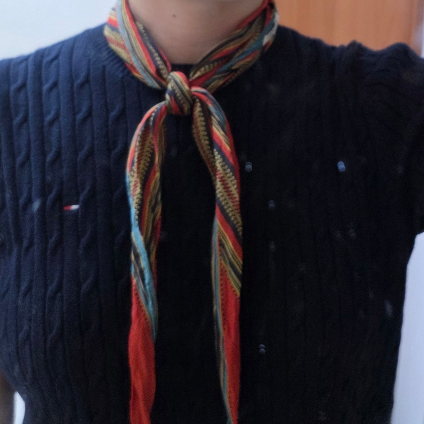 Kapital Washer Silk Neckerchief Pecos Stripe Red 착용 스타일