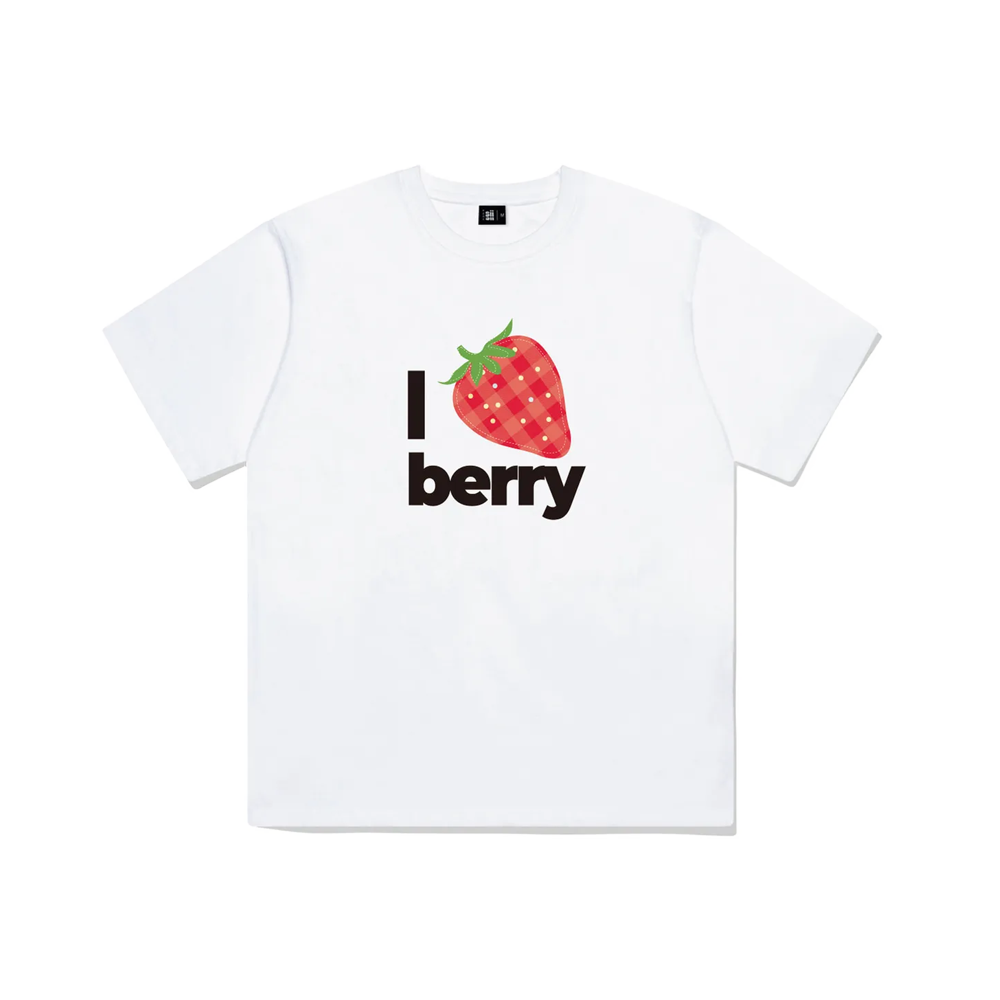 P251OTS046WH pagesiisii I Strawberry Print Short Sleeve T-shirt White