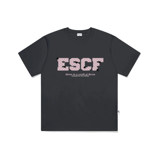 E251OTS194CG ESCAPEFROM Dot Star Bloom Print Overfit Short Sleeve T-Shirt Charcoal