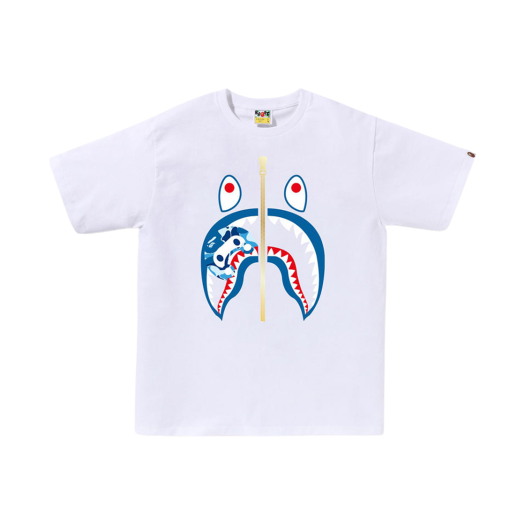BAPE ABC Camo Milo Shark T-Shirt White Blue