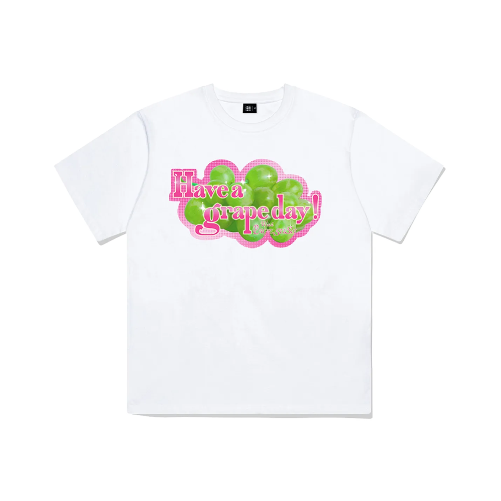 P251OTS053WH pagesiisii Grapeday Printed Short Sleeve T-shirt White