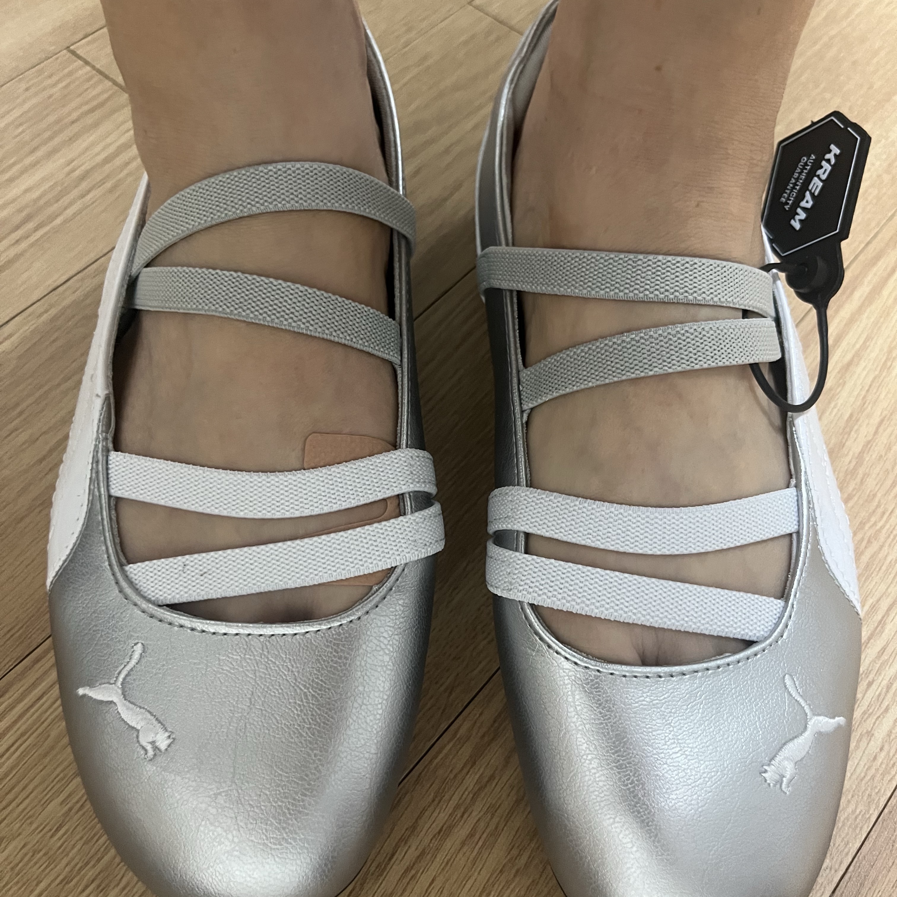 (W) Puma Speedcat Ballet Metallic Puma Silver Puma White 착용 스타일
