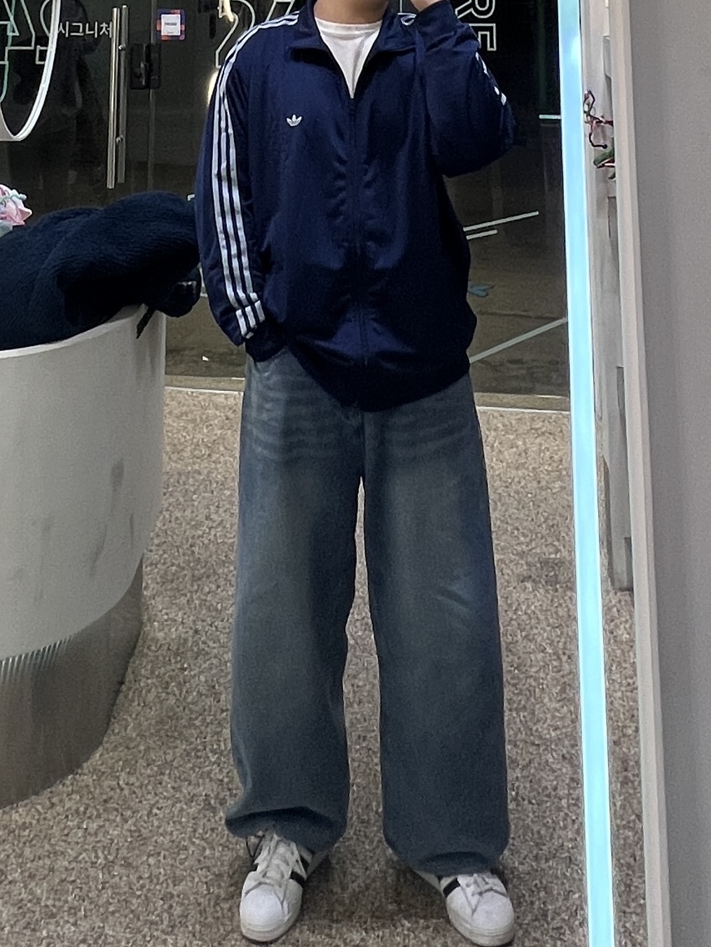 Adidas Originals Beckenbauer Track Jacket Night Indigo - KR Sizing 착용 스타일