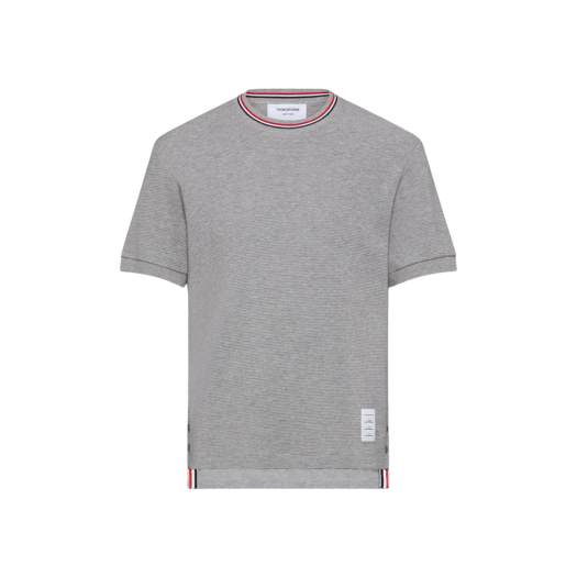 Thom Browne Cotton Waffle Rib Cuff T-Shirt Light Grey