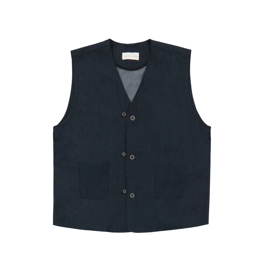 HERSCVA102IBA eastserviceshop Multi Button Silky Cotton Vest Indigo Blue