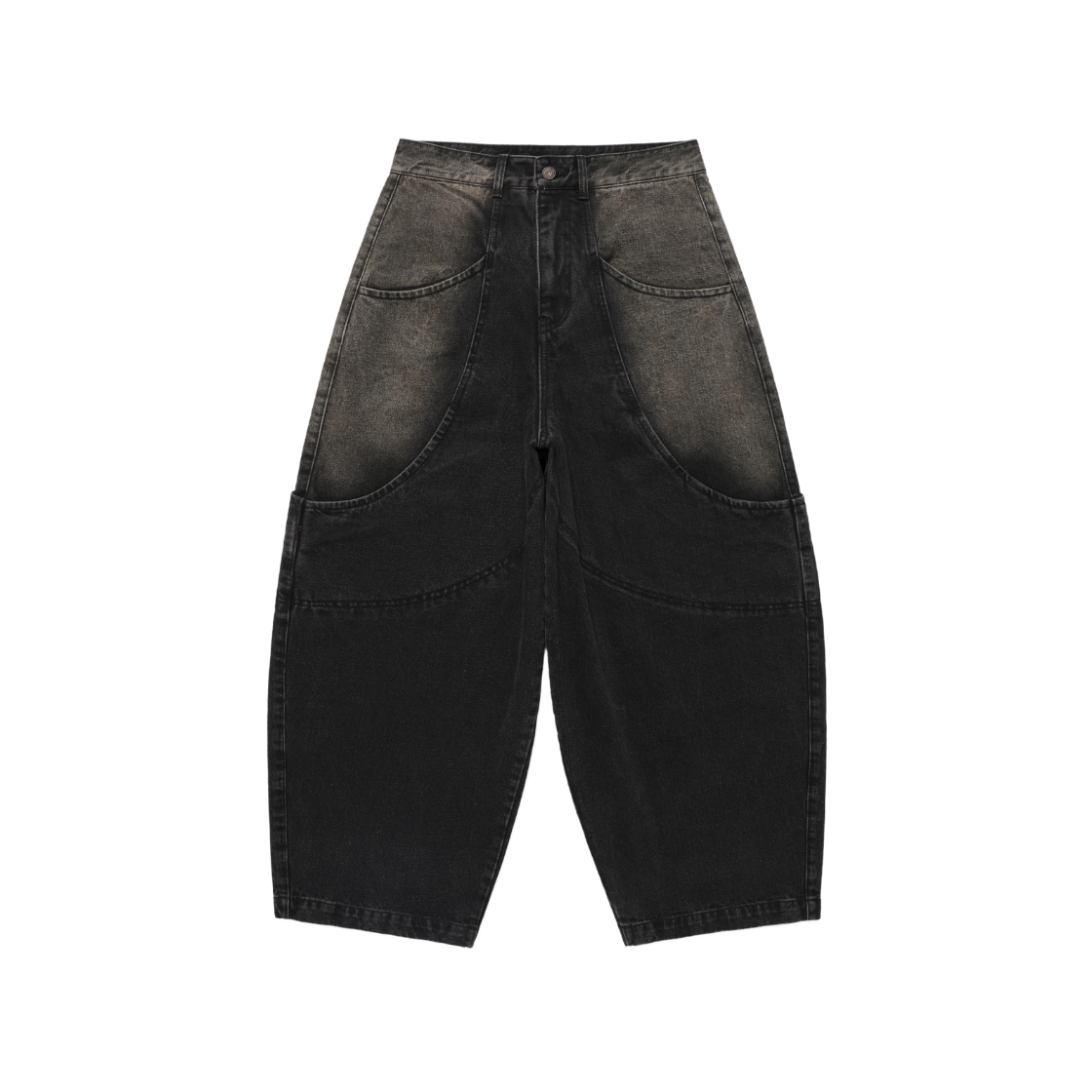 이스트서비스샵 가드닝 데님 와이드 팬츠  블랙 브라운