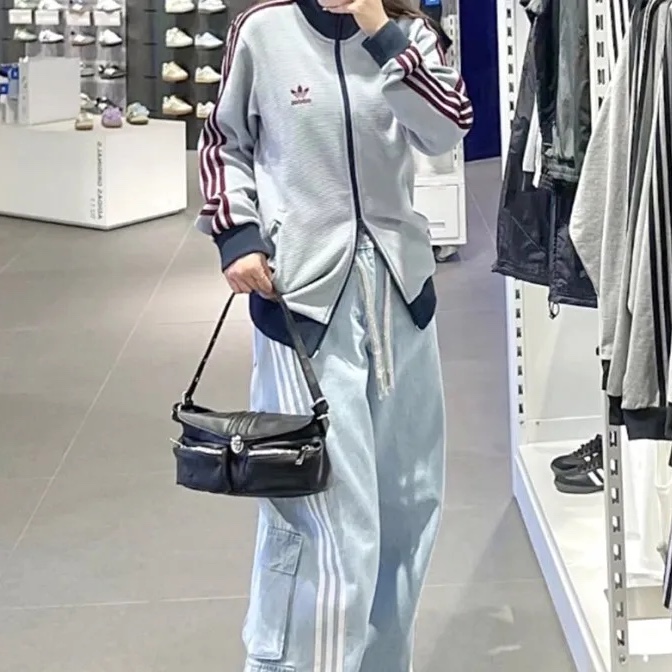 Adidas Originals Track Top Light Grey - KR Sizing, Adidas Waffle Beckenbauer Track Top Wonder White - KR Sizing 착용 스타일 - 4