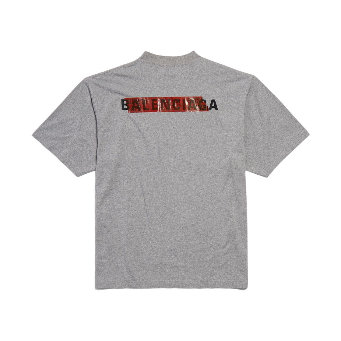발렌시아가 테이퍼드 발렌시아가 백 티셔츠 미디움 핏 헤더 그레이 블랙 레드(Balenciaga Taped Balenciaga Back T-Shirt Medium Fit Heather Grey Black Red) - 2