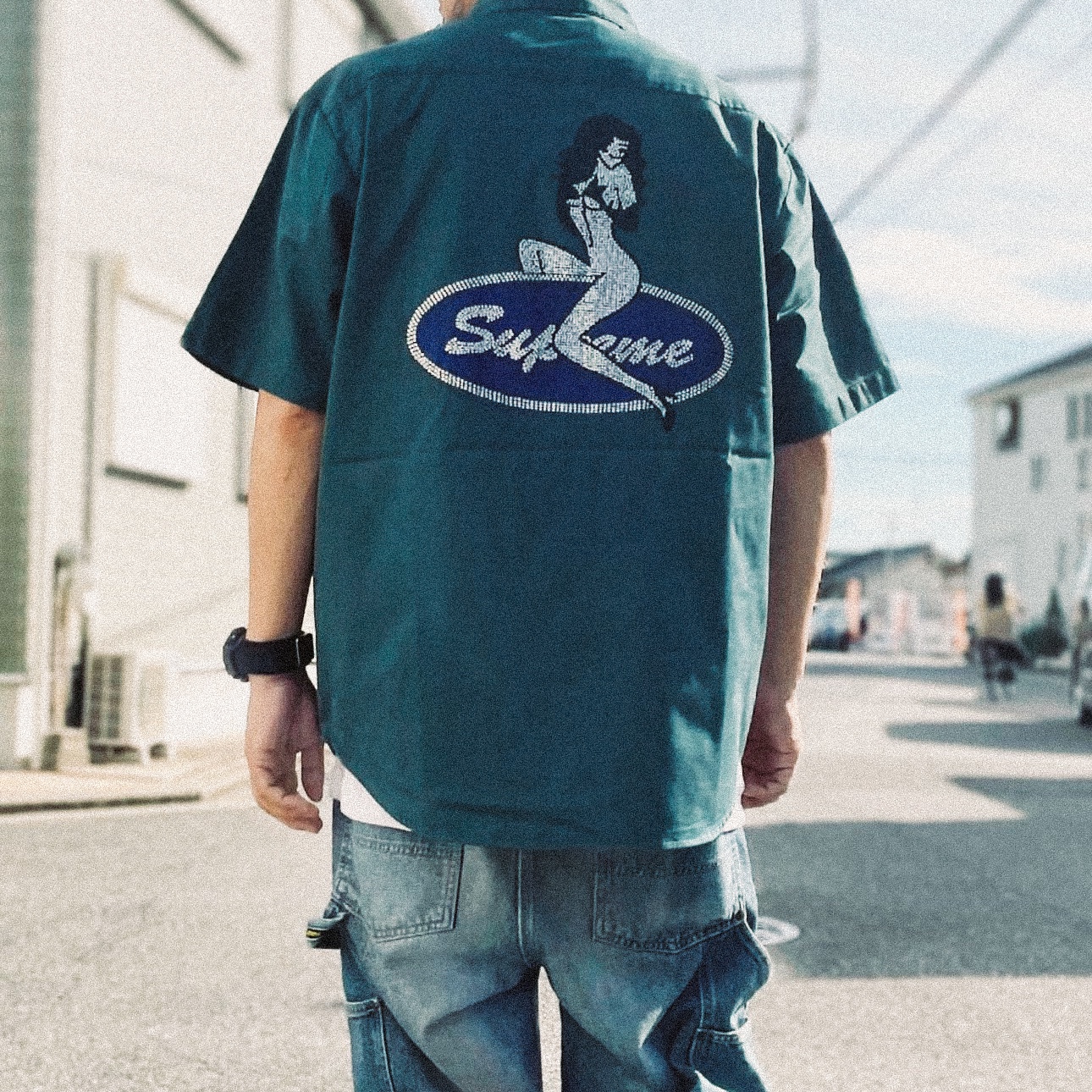 Supreme Rhinestone Pin Up S/S Work Shirt Work Green - 25SS 착용 스타일 - 2