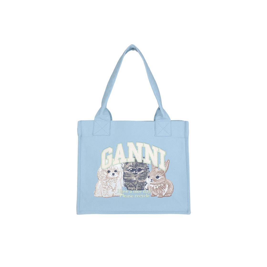 A7170-326 Ganni Large Animal Print Tote Bag Soft Chambray