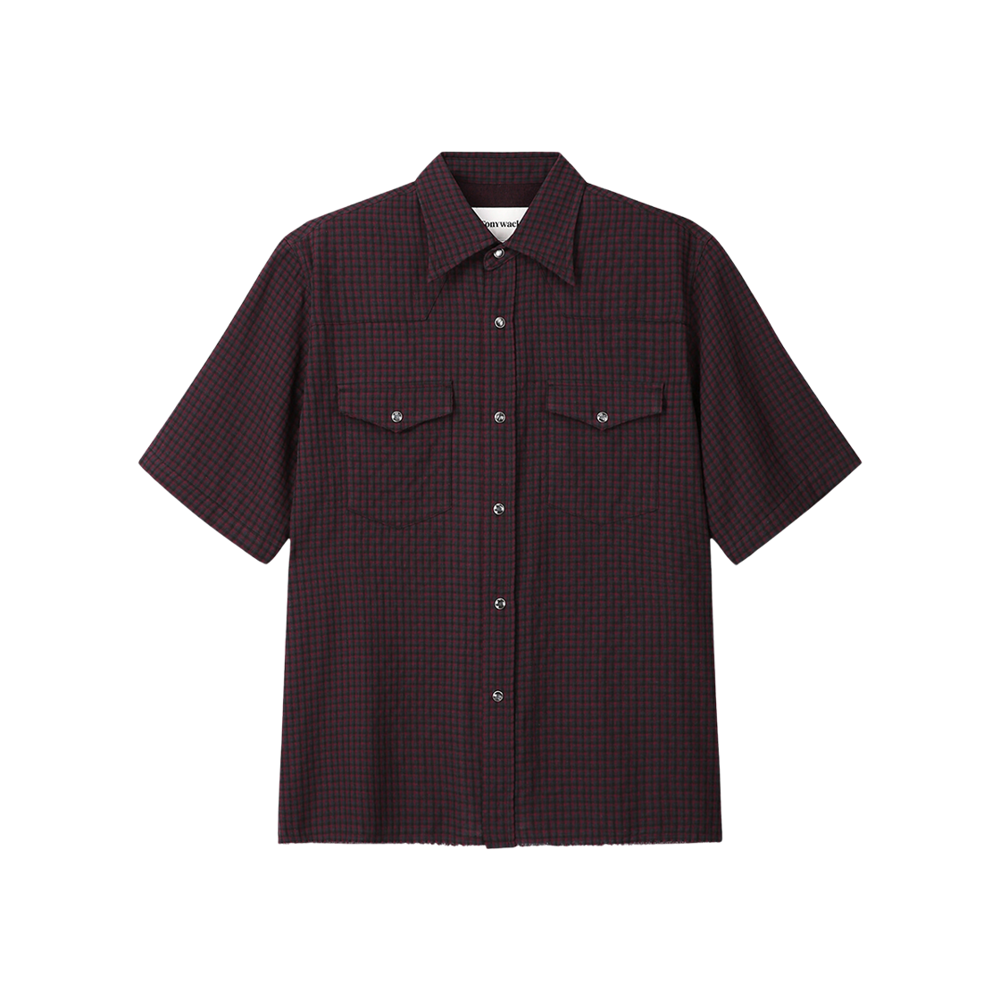 토니웩 로우 컷 웨스턴 체크 셔츠 버건디 네이비(Tonywack Raw Cut Western Check Shirt Burgundy Navy)