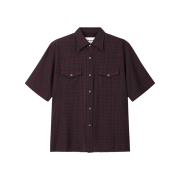 Tonywack Raw Cut Western Check Shirt Burgundy Navy