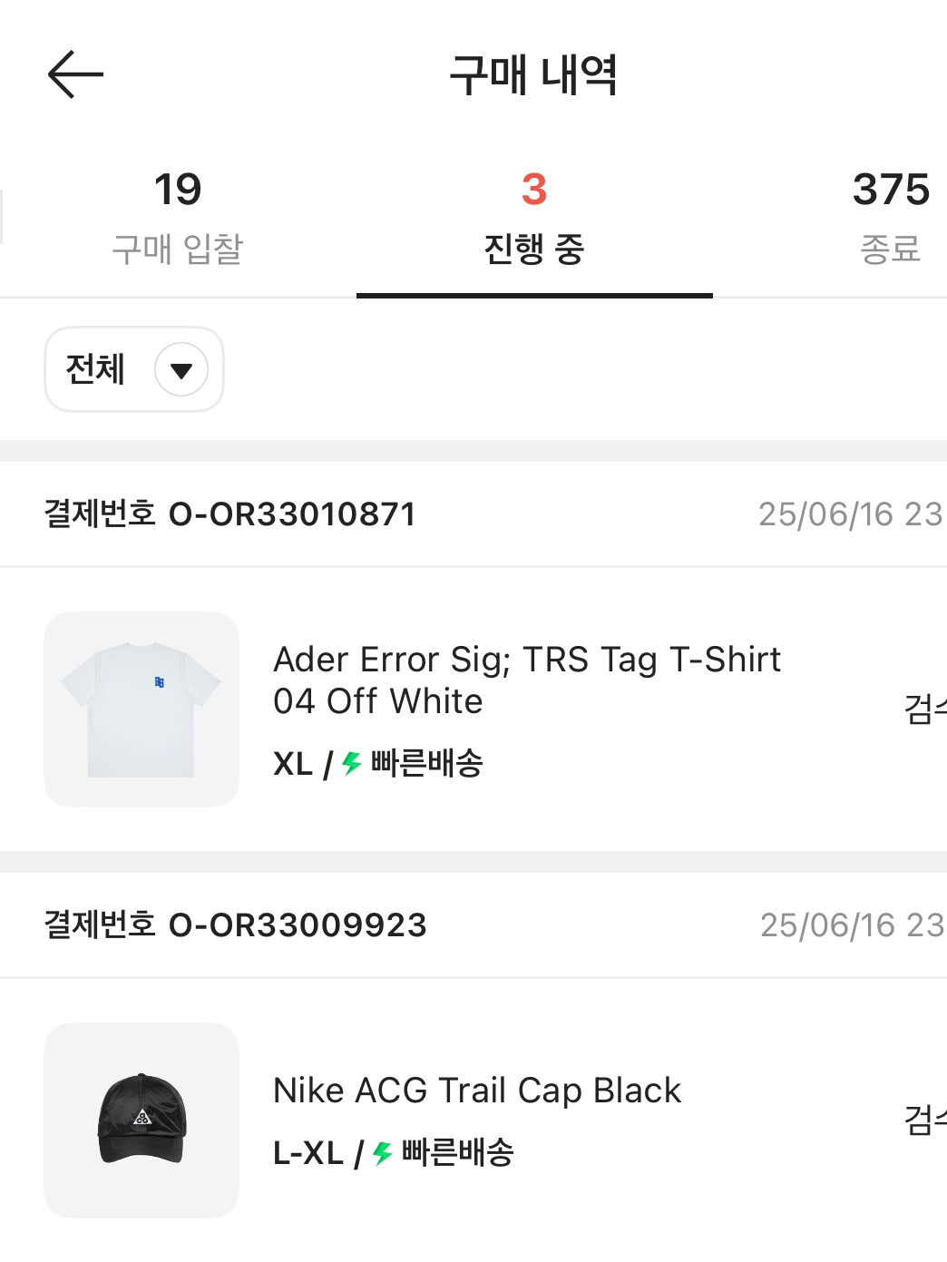 Ader Error Sig; TRS/BL Tag T-Shirt 04 Off White, Nike ACG Trail Cap Black 착용 스타일